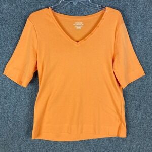 Chico's‎ Top Women's Size 2 Large Ultimate Tee 100% Cotton Orange Adults